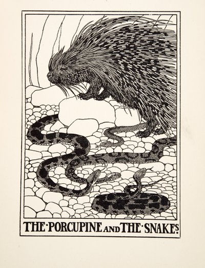 Il porcospino e i serpenti, da Cento favole di Esopo, pub.1903 da Percy J. Billingshurst