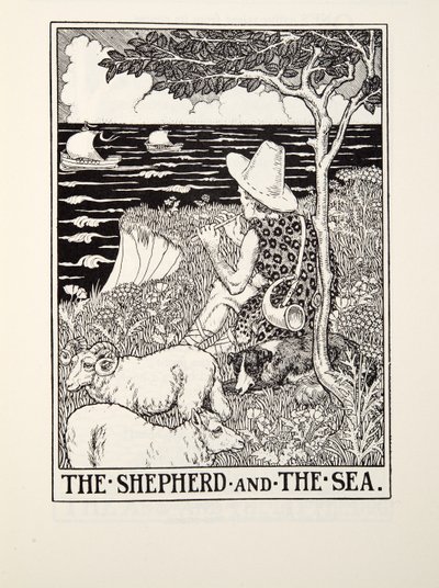 Il pastore e il mare, dalle Favole di Fontaine, pub. 1905 da Percy J. Billingshurst
