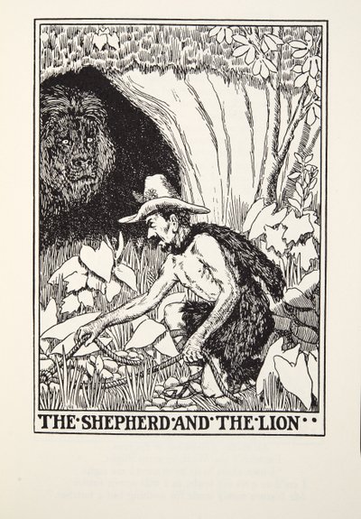 Il pastore e il leone, dalle Favole di Fontaine, pub. 1905 da Percy J. Billingshurst