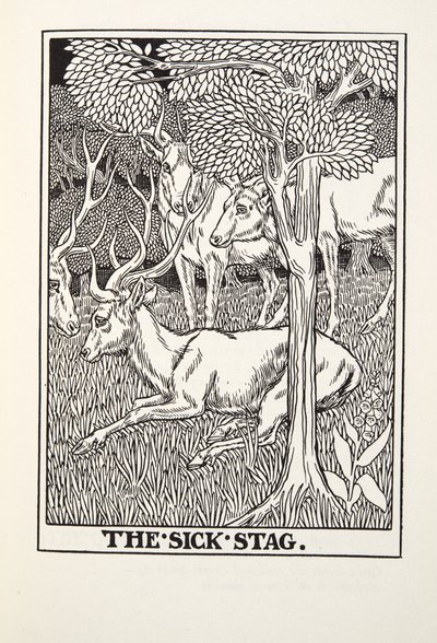 Il cervo malato, da Fontaine Fables, pub. 1905 da Percy J. Billingshurst