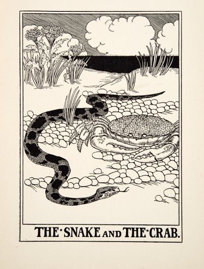 Il Serpente e il Granchio, da Cento Favole di Esopo, pub.1903 da Percy J. Billingshurst