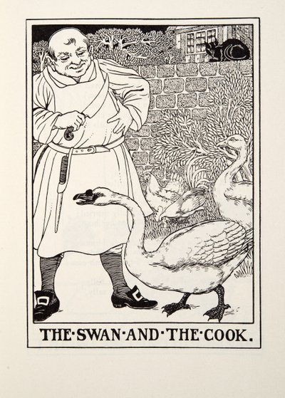Il cigno e il cuoco, dalle Favole di Fontaine, pub. 1905 da Percy J. Billingshurst