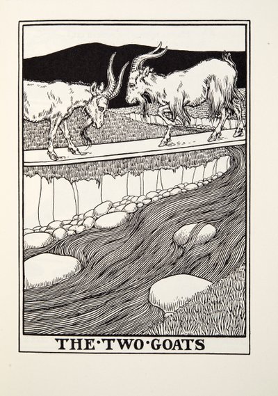 Le due capre, da Fontaine Fables, pub. 1905 da Percy J. Billingshurst