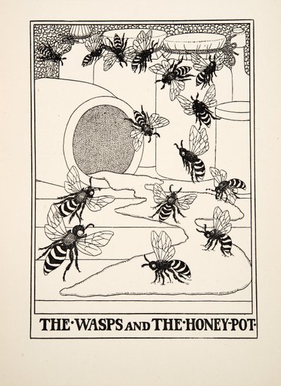 Le Vespe e il Vaso di Miele, da Cento Favole di Esopo, pub.1903 da Percy J. Billingshurst