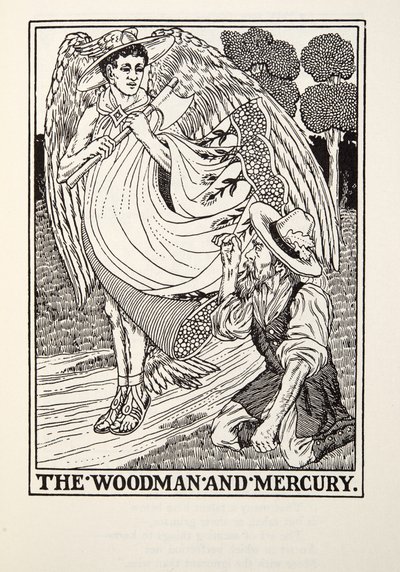Il boscaiolo e Mercurio, da Fontaine Fables, pub. 1905 da Percy J. Billingshurst