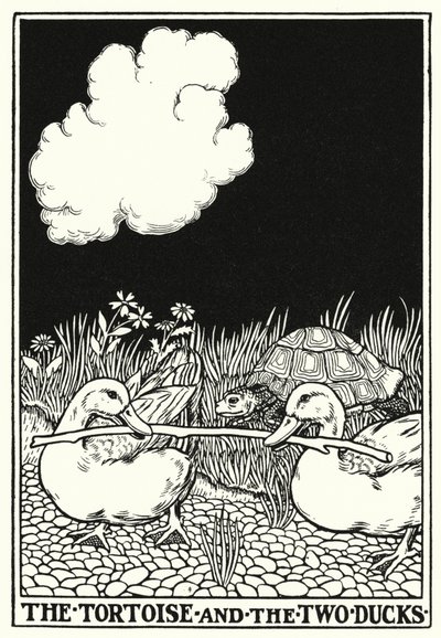 Favole di La Fontaine: La tartaruga e le due anatre (litografia) da Percy James Billinghurst