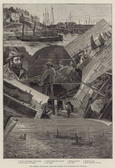Le Nostre Industrie della Pesca, Pesca con Rete Derivante per Sardine al Largo della Cornovaglia da Percy Robert Craft