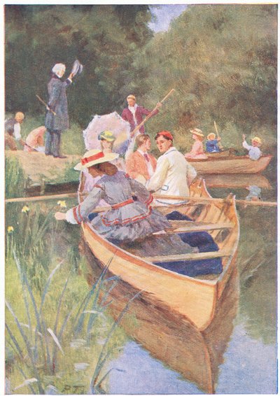 Laurie e Jo remavano una barca, da Piccole donne pubblicato da Associated Newspapers Limited, c.1940 da Percy Tarrant