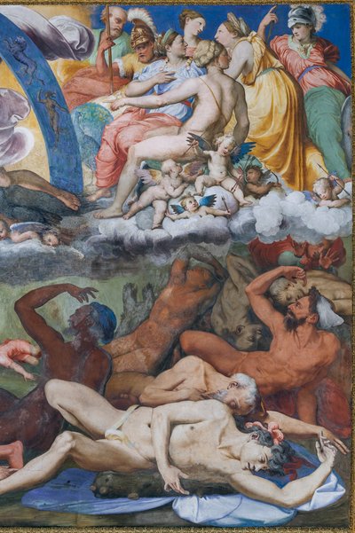 Zeus che colpisce i Giganti ribelli (la Caduta dei Giganti) nella Sala di Giove da Perino del Vaga