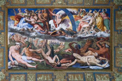 Zeus che colpisce i Giganti ribelli (la Caduta dei Giganti) nella Sala di Giove da Perino del Vaga