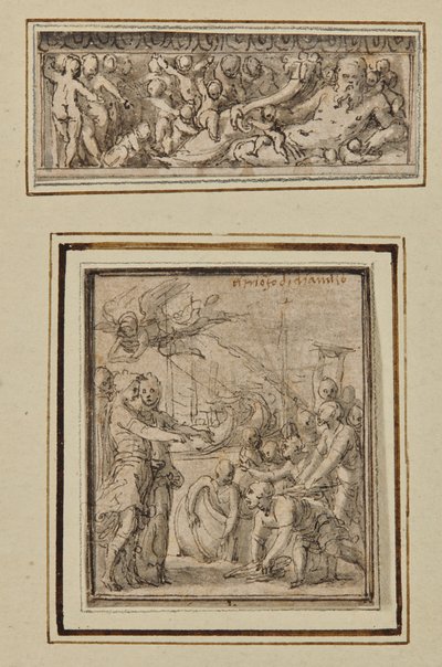 Dio del fiume circondato da putti; e Trionfo di Marco Furio Camillo da Perino del Vaga
