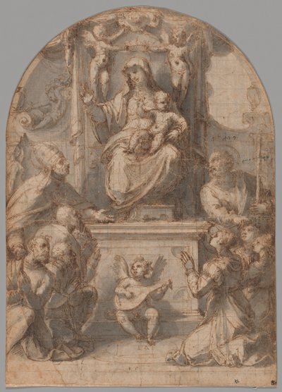 La Vergine in trono con i santi Gregorio e Giacomo, e una famiglia di donatori da Perino del Vaga