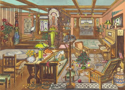 Interno in stile missione californiana, 1946 da Perkins Harnly