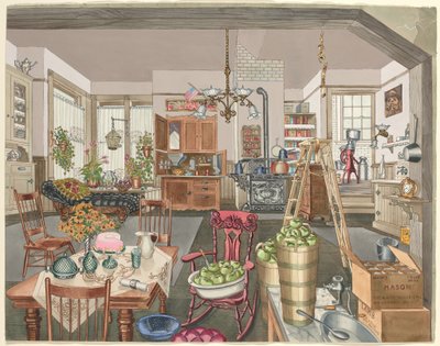 Cucina e sala da pranzo semi-rurale, 1910 da Perkins Harnly
