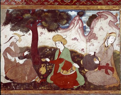 Una principessa persiana con le sue cortigiane in un giardino del XVII secolo da Persian School