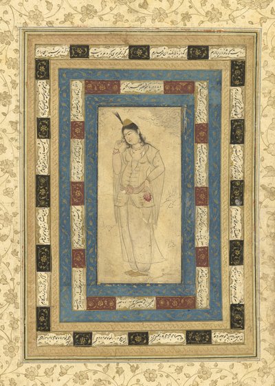 Una signora in piedi, Isfahan, c.1620-25 da Persian School