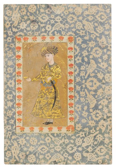 Un giovane che tiene una coppa di vino, Safavid Isfahan da Persian School