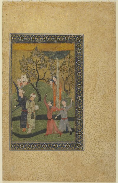Un principe e una principessa circondati da cortigiani in un giardino, c.1480 da Persian School