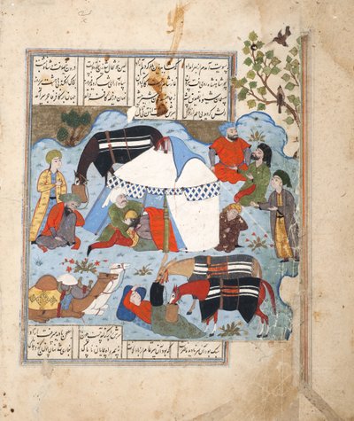 Un uomo addormentato viene decapitato nella sua tenda, c.1560 da Persian School