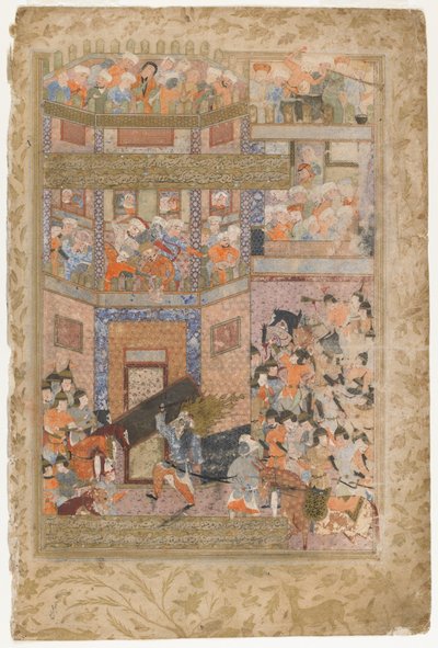 Ali solleva le porte di Qamus, da un Rawzat al-safa, 1571-72 da Persian School