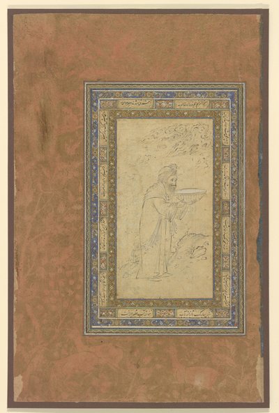 Un vecchio porta una ciotola, c.1610-15 da Persian School