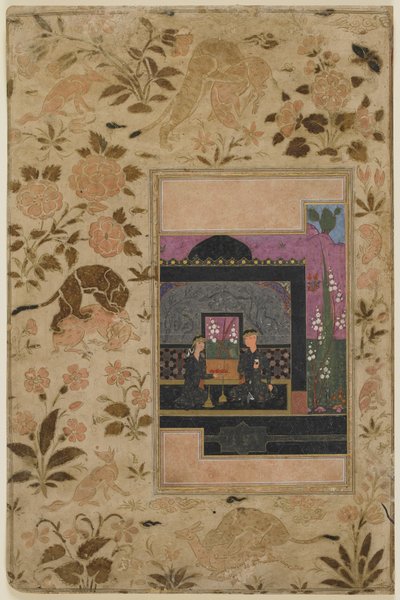 Bahram Gur e la principessa nel padiglione nero, c.1590 da Persian School