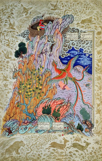 Zal salvato dal mitico Simurgh, da una copia dello Shahnama, fine XVI secolo da Persian School