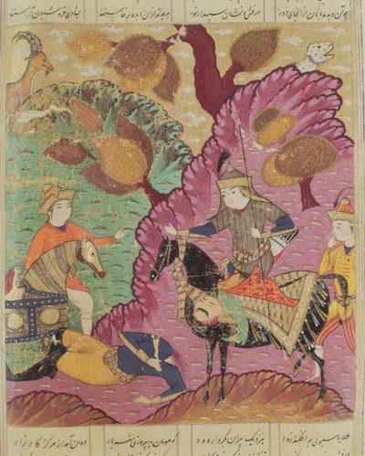 Combattimento tra Piran e Bizn, illustrazione dallo Shahnama (Libro dei Re) di Abul-Qasim Manur Firdawsi (c.934-c.1020) 1619 da Persian School