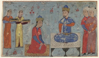Foglio da uno Shahnama (Libro dei Re) di Firdawsi; recto: Sindukht davanti a Sam, Iran da Persian School