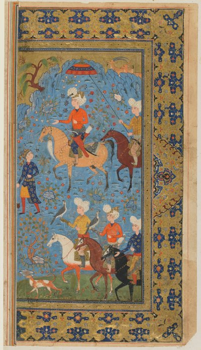 Folio da uno Shahnama (Libro dei Re) di Firdawsi; Una caccia reale, Iran, c.1590-1600 da Persian School
