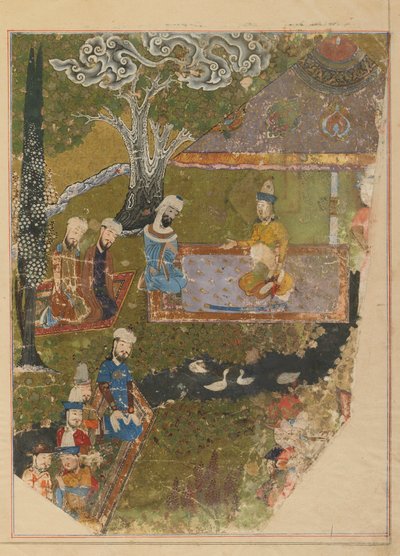 Foglio da uno Zafarnama; verso: Timur Concede un
