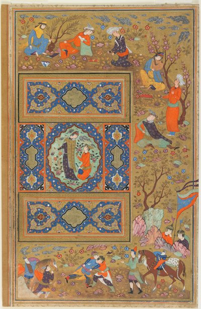 Folio da un album; verso: Una coppia di amanti, Isfahan, Iran, periodo Safavide, 1590-1610 da Persian School