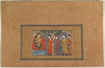 Foglio da un testo non identificato; Una Principessa Intronizzata, Iran, c.1440-50 da Persian School