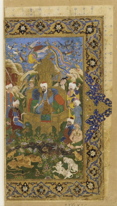 Folio da un testo non identificato; Salomone in trono da Persian School