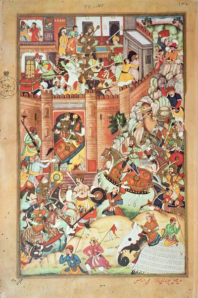 Gengis Khan cattura una città cinese, miniatura dalla 