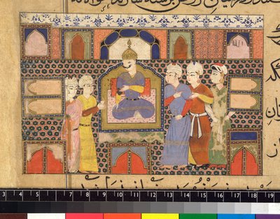 Ghiyath al-Din sul trono da Persian School