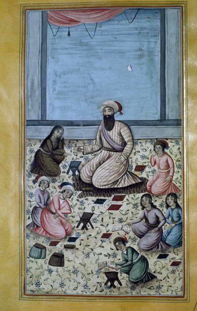 Scuola elementare coranica (scuola primaria) in Persia del XIX secolo. Miniatura persiana da Persian School
