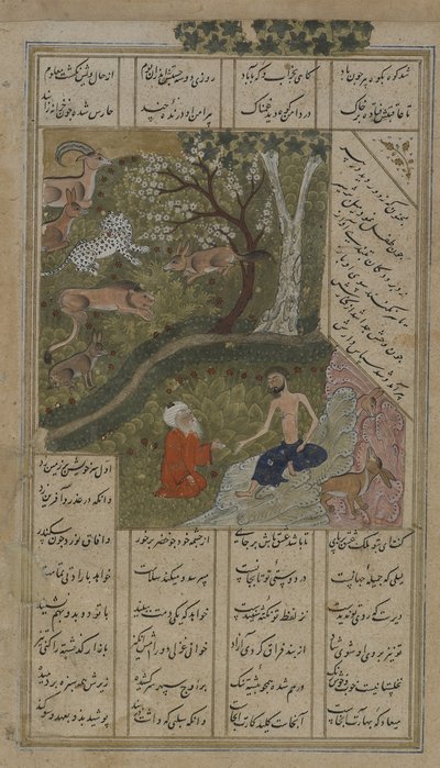 Majnun visitato nel deserto dallo Shaykh Salim, foglio da un Layla u-Majnun di Nizami (m.1209) 1475-1500 da Persian School