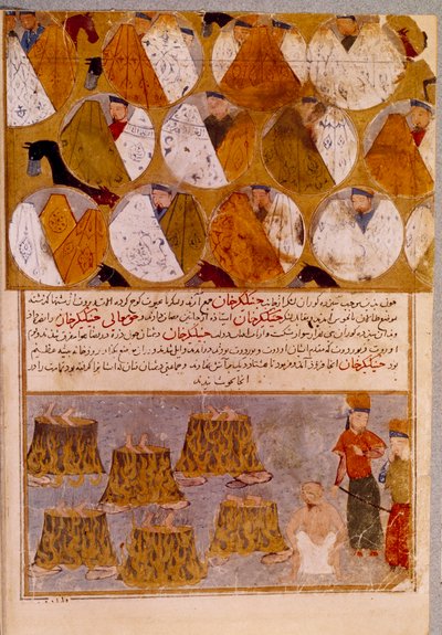 Tende mongole e prigionieri di Gengis Khan: Gengis Khan fa gettare i seguaci di Djamuqua, un mongolo della tribù Jadjirat, nei calderoni da Persian School