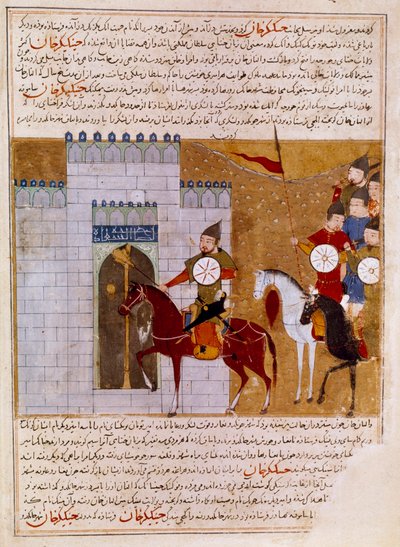 Mongoli che assediano una fortezza persiana da Persian School
