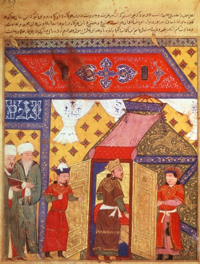 Ms. Supp. Pers. 1113 fol.239 Padiglioni eretti da Ghazan Khan nel 1302, da un libro di Rashid ad-Din (1247-1318) da Persian School