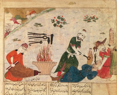 Ms Supp Pers 493 fol.363v Tortura di una delle guardie di Haftvad, da lo Shahnama (Libro dei Re) di Abul-Qasim Manur Firdawsi (c.934-c.1020) da Persian School