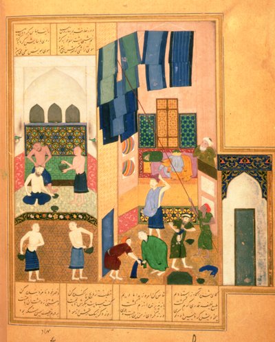 Harun al-Rashid e il barbiere in un bagno turco da Persian School