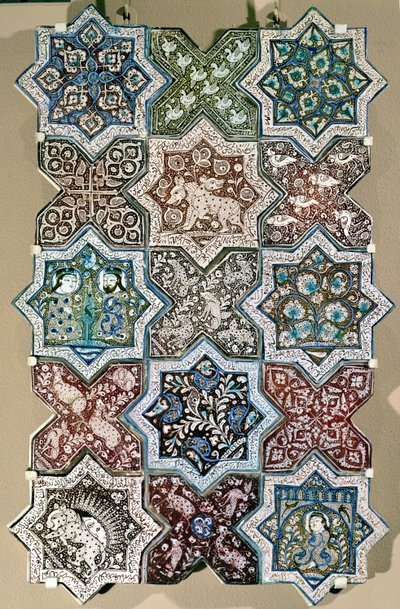 Pannello di piastrelle, Kashan, Iran centrale, 1250-1300 circa (fritware) da Persian School