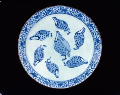 Piatto con pernici, Iran, periodo Safavide, XVIII secolo da Persian School
