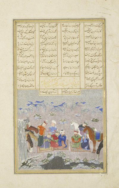 I paladini nella neve, illustrazione dallo Shahnama (Libro dei Re), di Abul-Qasim Mansur Firdawsi (c.934-c.1020), 1444 da Persian School
