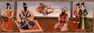 Re persiano Fath Ali Shah (1771-1834) circondato dai membri della sua corte Pittura della Scuola di Shiraz (XIX secolo) Teheran, Collezione Foroughi da Persian School