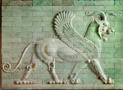 Periodo persiano rouenide (Iran): bassorilievo in mattoni smaltati che rappresenta un grifone. Dal Palazzo di Dario I (550-486 a.C.), re di Persia a Susa. 510 a.C. Parigi, Museo del Louvre da Persian School