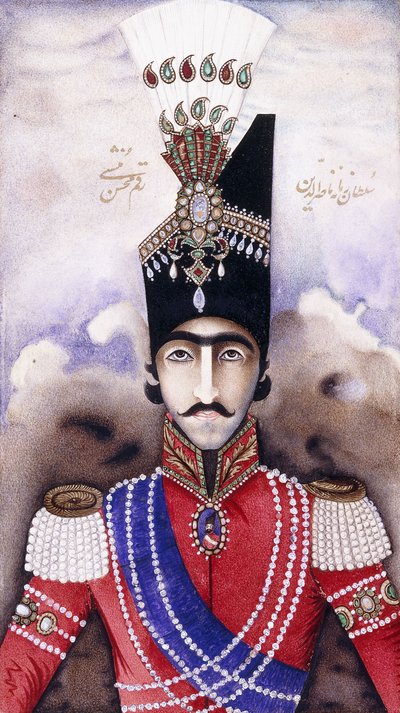 Ritratto di Nasir-ud-Din Shah Qajar da Persian School