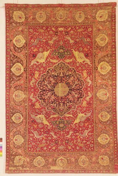 Tappeto decorato con scene di animali in lotta da Persian School
